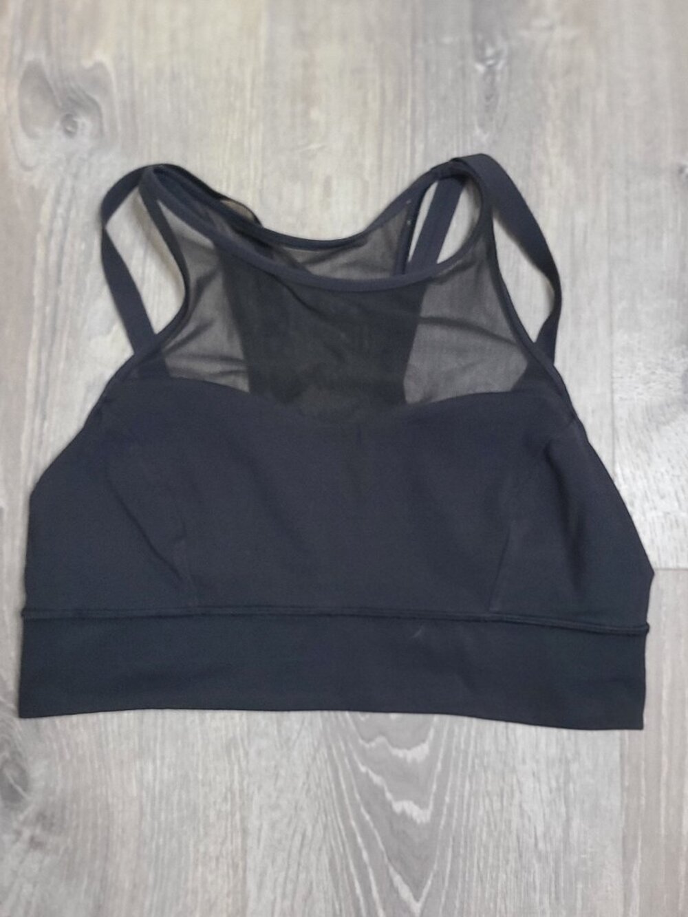 Lululemon Black Mesh High Neck Activewear Sports Bra Size 10 Flawed